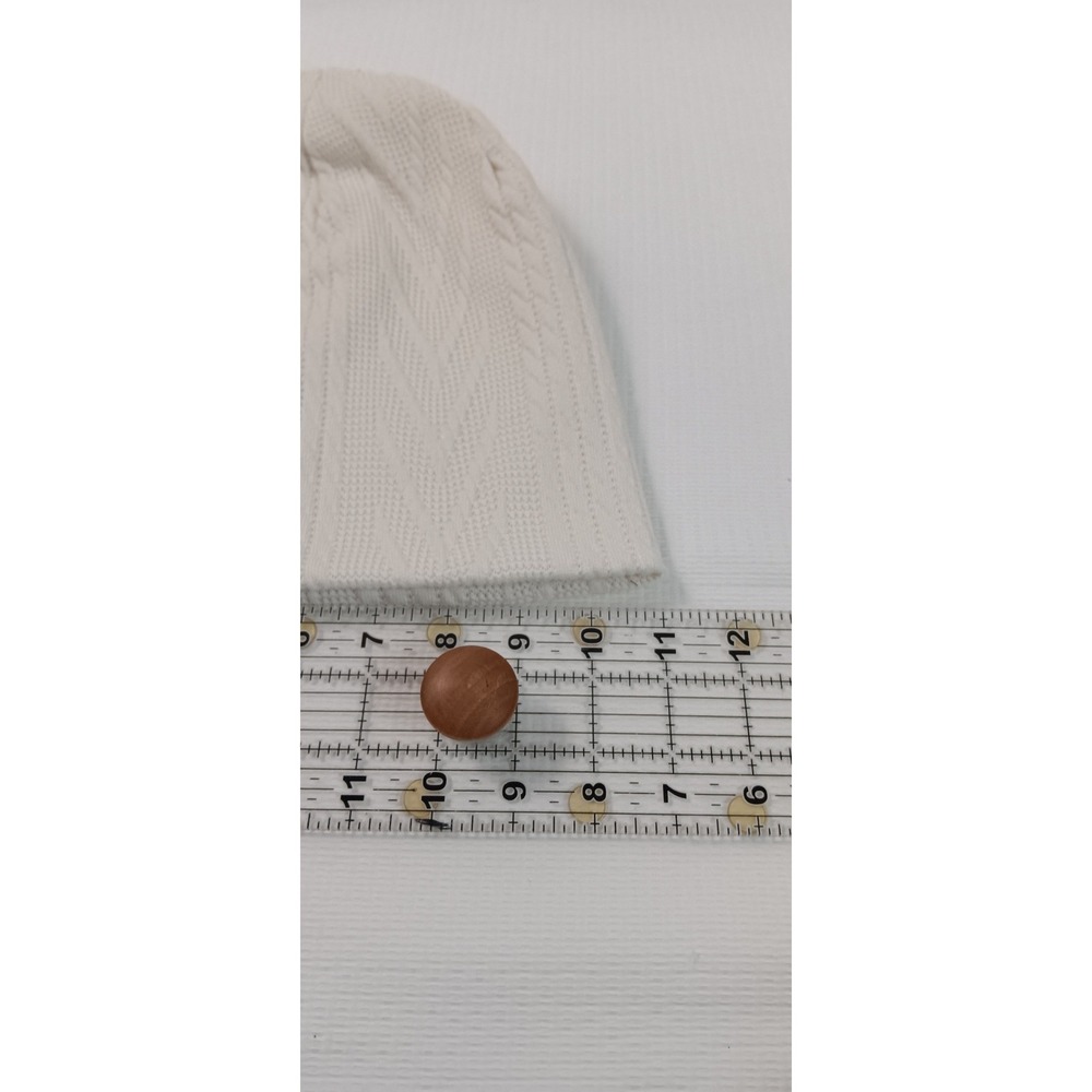 Cream White Cable Knit Slouchy Beanie Cap Winter Hat Womens One Size - Picture 4 of 7